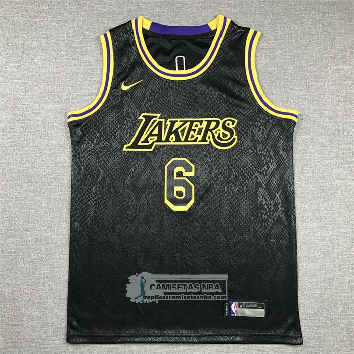 Camiseta Nino Los Angeles Lakers LeBron James NO 6 Mamba 2021-22 Negro